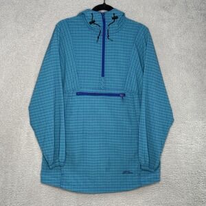 Vtg LL Bean Anorak Windbreaker Jacket Women's M 1/4 Zip Green Plaid Pocket Rare